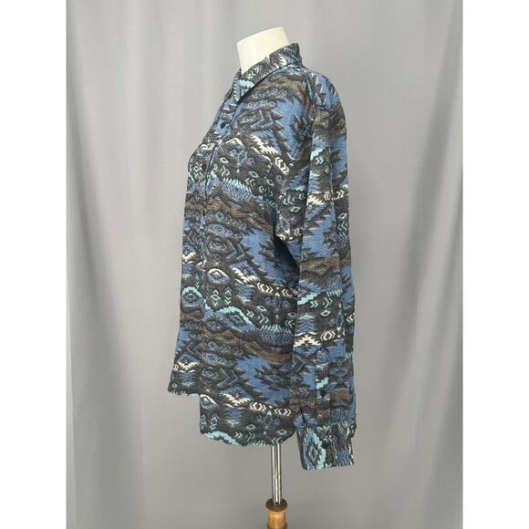 American Rag Shirt Mens Large Blue Cave LS Woven Gauzy Southwestern Aztec - Picture 2 of 11